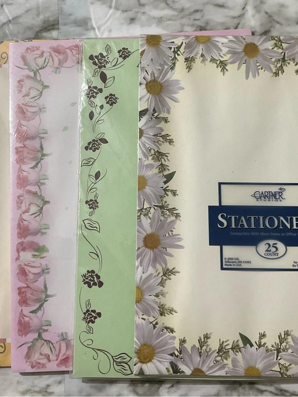 Stationery with Decorative Floral Border Assortment - Multi-Color 4 Packs